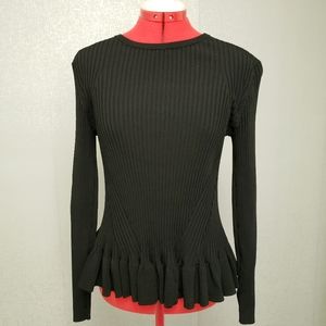 H&M black long sleeve top peplum hem